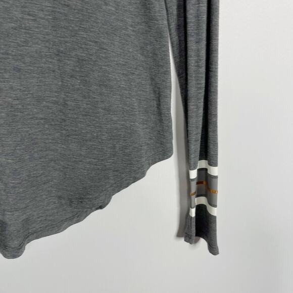 Kit and Ace Womens 6 Gray Square Striped Long Sleeve Tshirt Gold White Cashmere - Picture 4 of 11